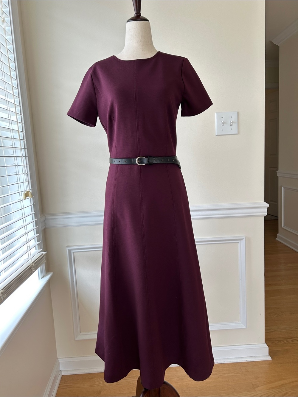 Ann Taylor Burgundy Short-Sleeve Maxi Dress